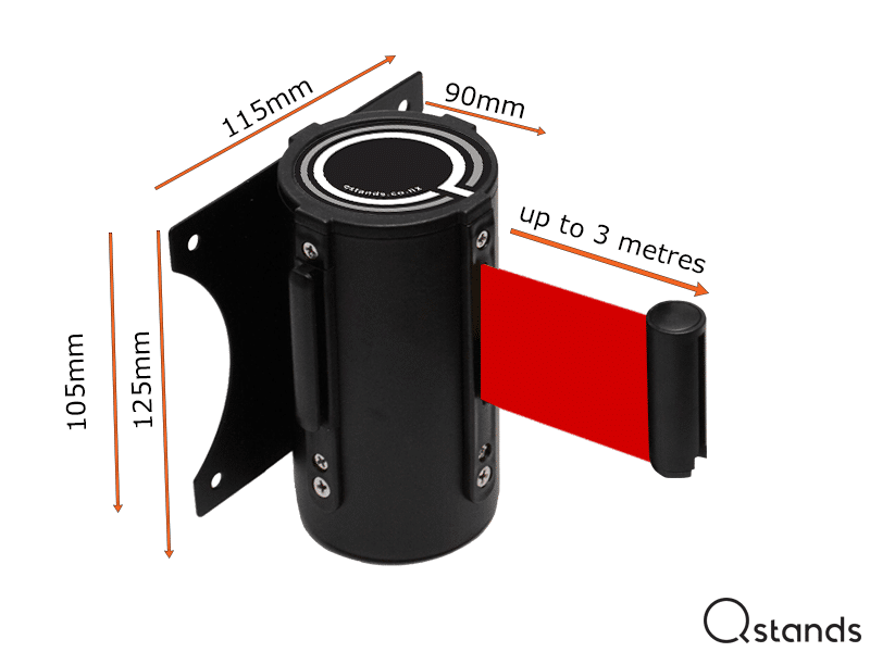 3metre-black-wall-mounted-belt-barrier-specs